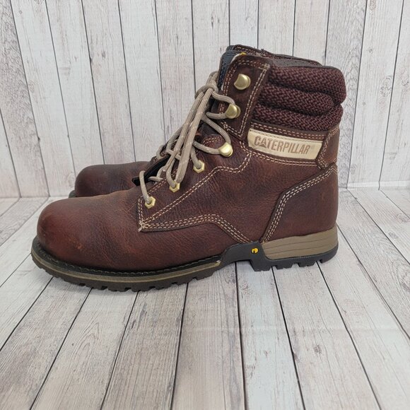 CAT Paisley 6" Steel Toe Work boot Tawny Brown Leather Women's 10 Wide width - Picture 4 of 14